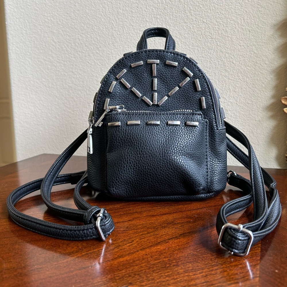 NWOT MMS mini silver bar studded black backpack